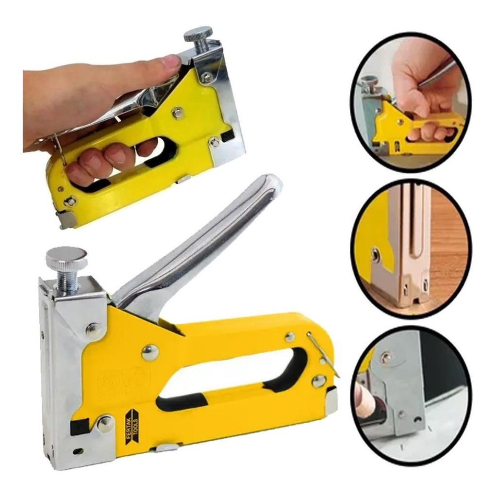Grampeador Tapeceiro Molduras Alta Pressão Ferramenta Manual + 100 Grampos