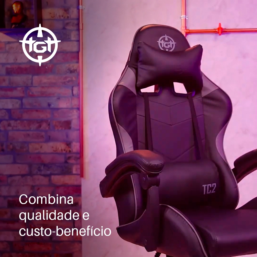 Cadeira Gamer TGT Heron TC2, Fácil Limpeza, Reclinável 120 kg, Preto, TGT-HRTC-BL03 · foto 2
