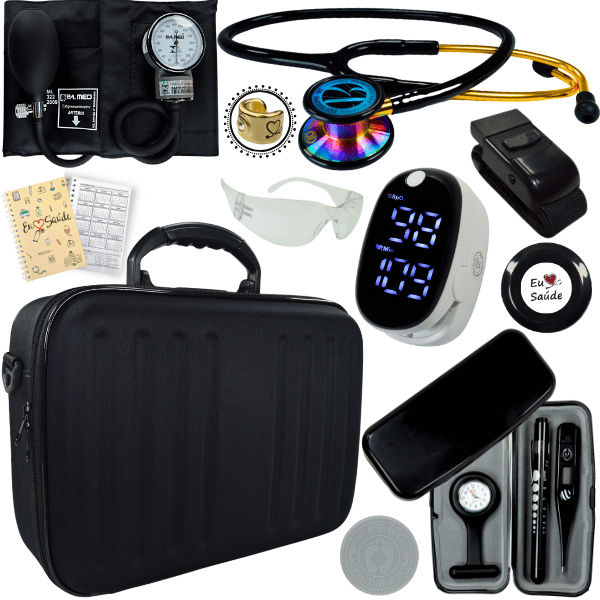 Kit Enfermagem Aparelho De Pressao Estetoscopio Duplo Bic
