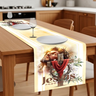 Trilho Caminho de Mesa Posta Páscoa Religiosa Decoração Ceia 0,40 x 1,40 Mt em Oferta na Shopee