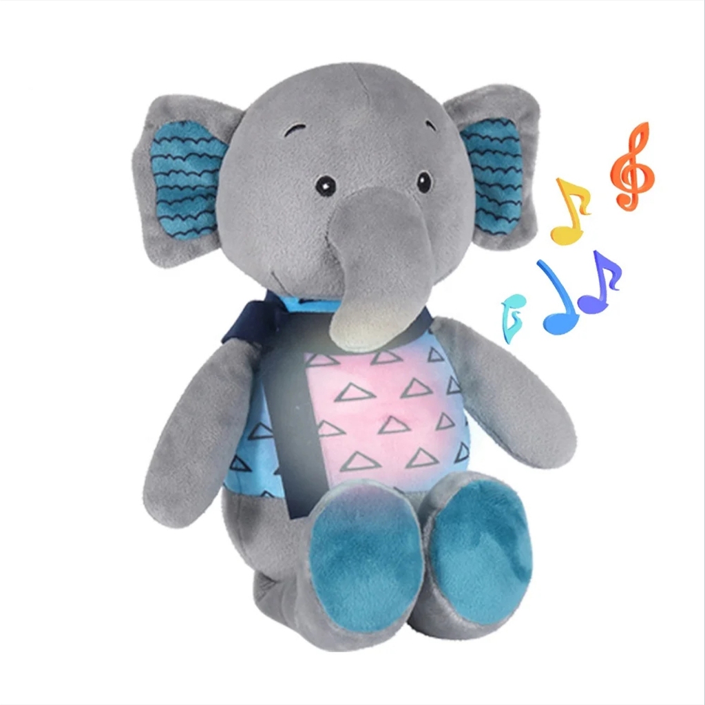 Imagem Elefante de Brinquedo Musical com Luz Noturna, Pelúcia Infantil Toca Música Relaxante