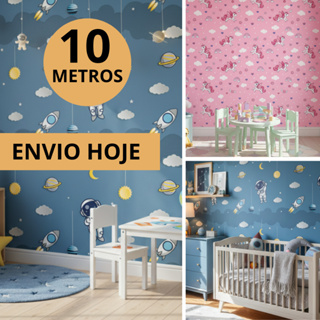 Papel de Parede Infantil Quarto Menino Menina Criança Unicórnio Nuvens Astronauta Céu Adesivo em Oferta na Shopee