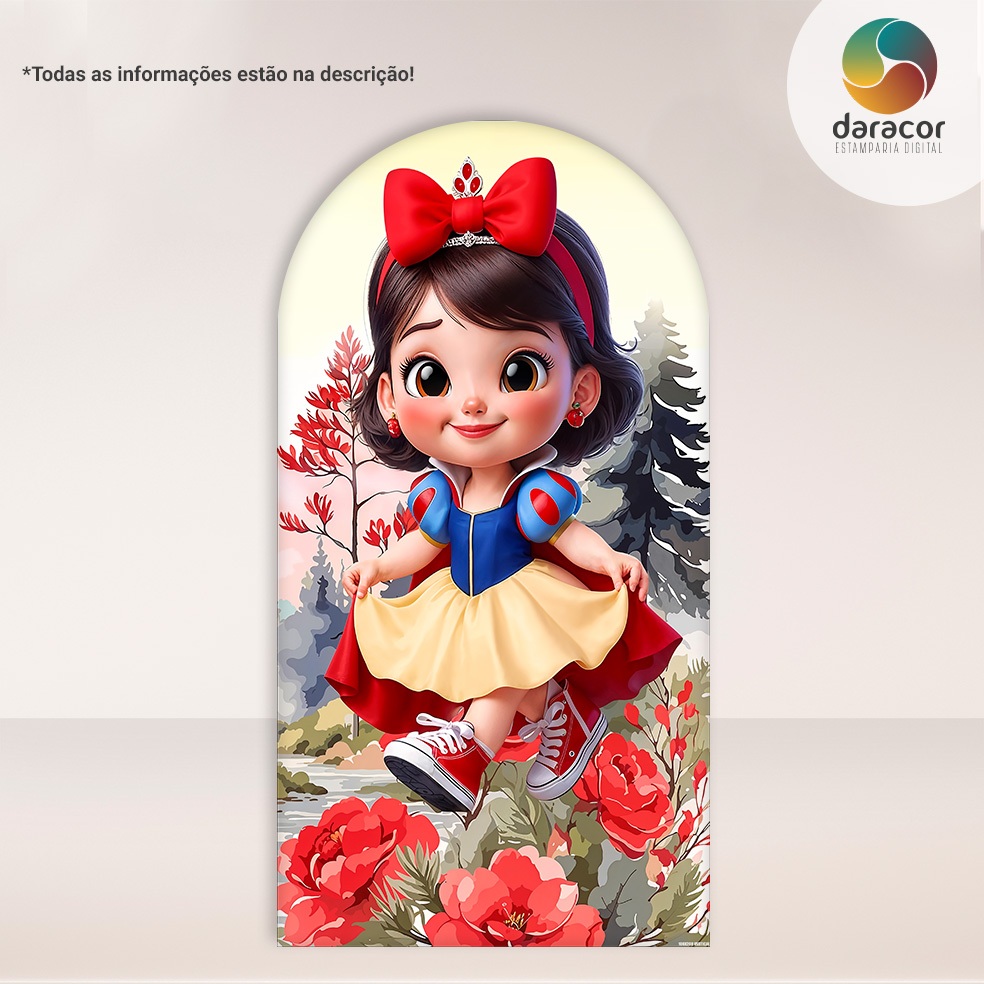 Painel Vertical Branca de Neve Cute  Retangular c/ overlock e Romano c/ elástico  Face Única Tam Diversos em Oferta na Shopee