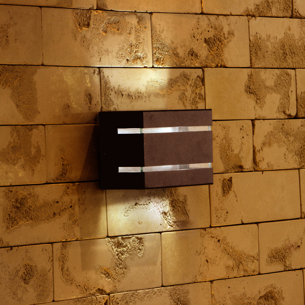 Arandela Quadro Retangular Blumenau Preto Fosco G9 Bivolt Externa Alumínio Vidro 2 Fachos 2 Aletas