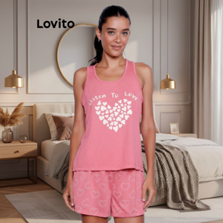 Lovito Conjunto de Pijama Curto Feminino Com Estampa de Coração LB999BRL1029 em Oferta na Shopee