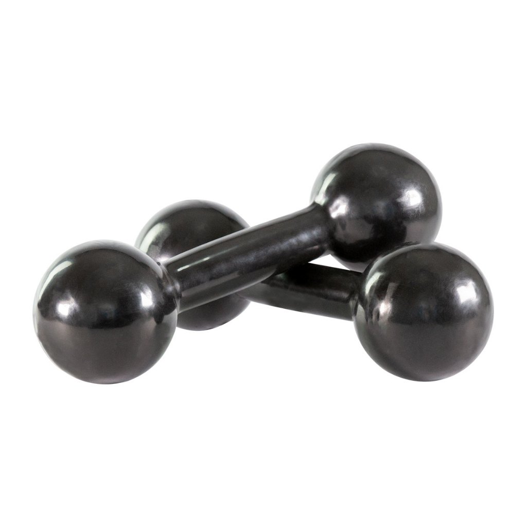 Kit de 2 Halteres Emborrachados Pretos de 2kg Para Musculação e Crossfit