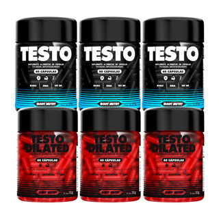Kit Suplemento - 3x Testo Dilated c/ ARGININA + 3x Testo, 60cáps em Oferta na Shopee