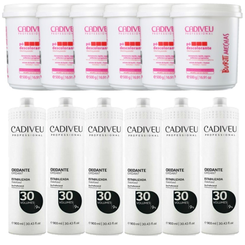 Kit Cadiveu 6 Pós Buriti 500g + 6 Ox. 30vol 900ml