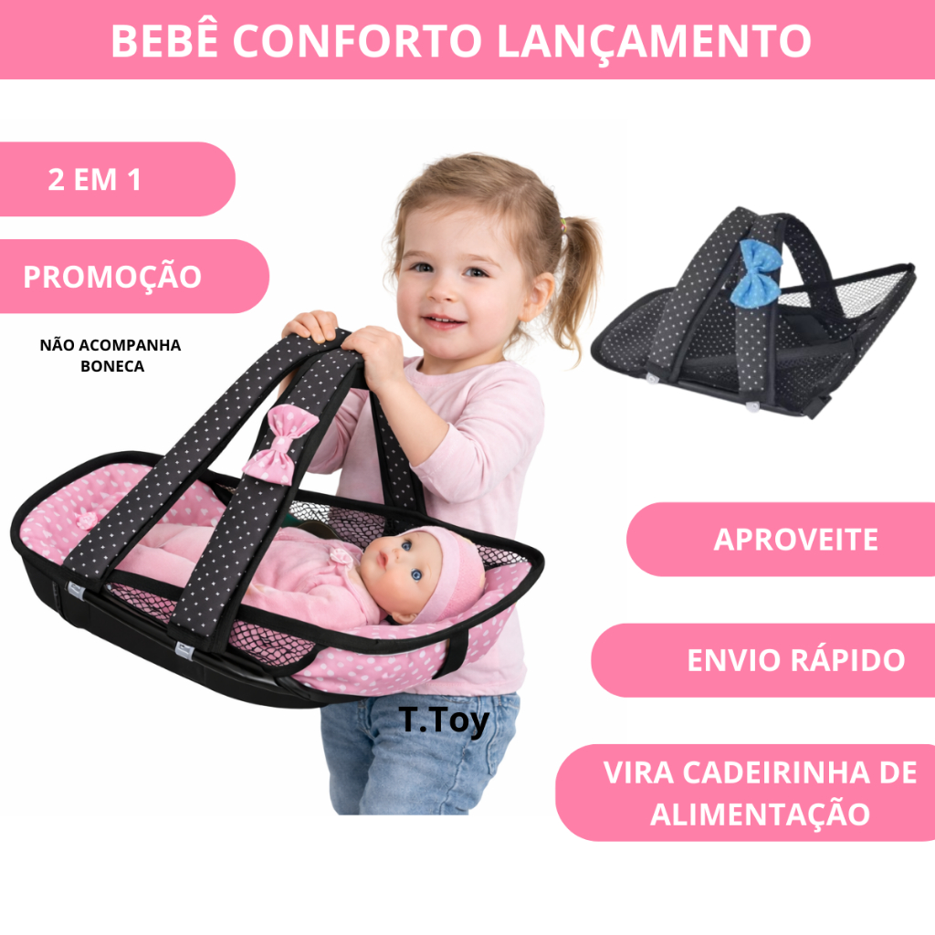 Brinquedo Para Boneca Criança Infantil Masculino Feminino Bebe Conforto Interativo Educativo Cadeirinha De Alimentação