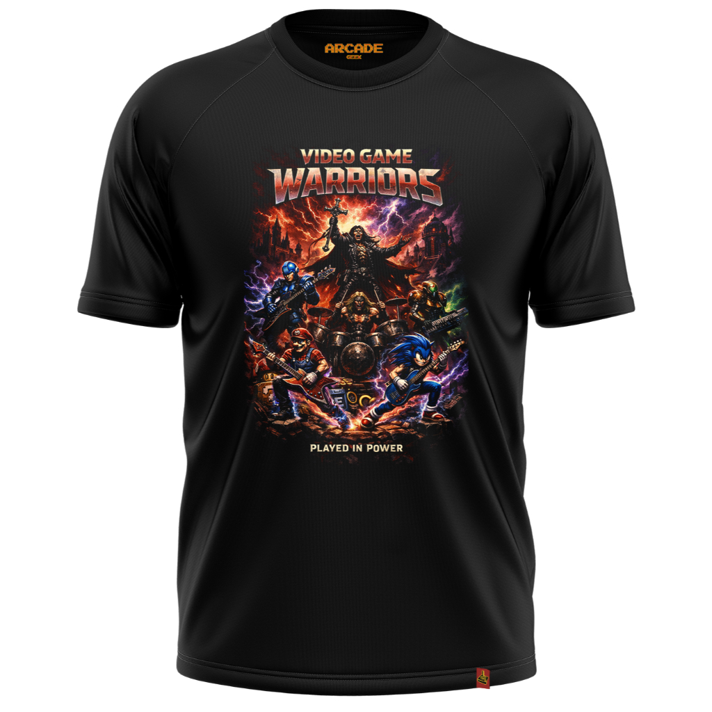 CAMISETA ARCADE GEEK NERD HEAVY METAL GAMER VIDEO GAME WARRIORS SONIC MARIO CASTLEVANIA GOLDEN AXE