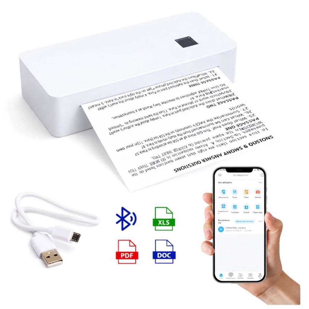 Impressora Portátil A4 Térmica Bluet + 10 Decalque Tatuagem