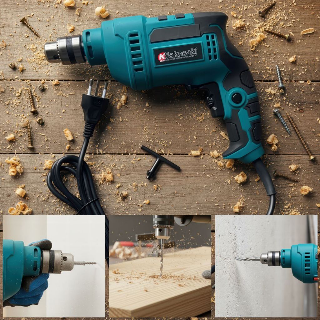 Furadeira Parafusadeira Elétrica 850W Reversível Mandril 10mm 3/8 Nakasaki Cor Azul 127/220v