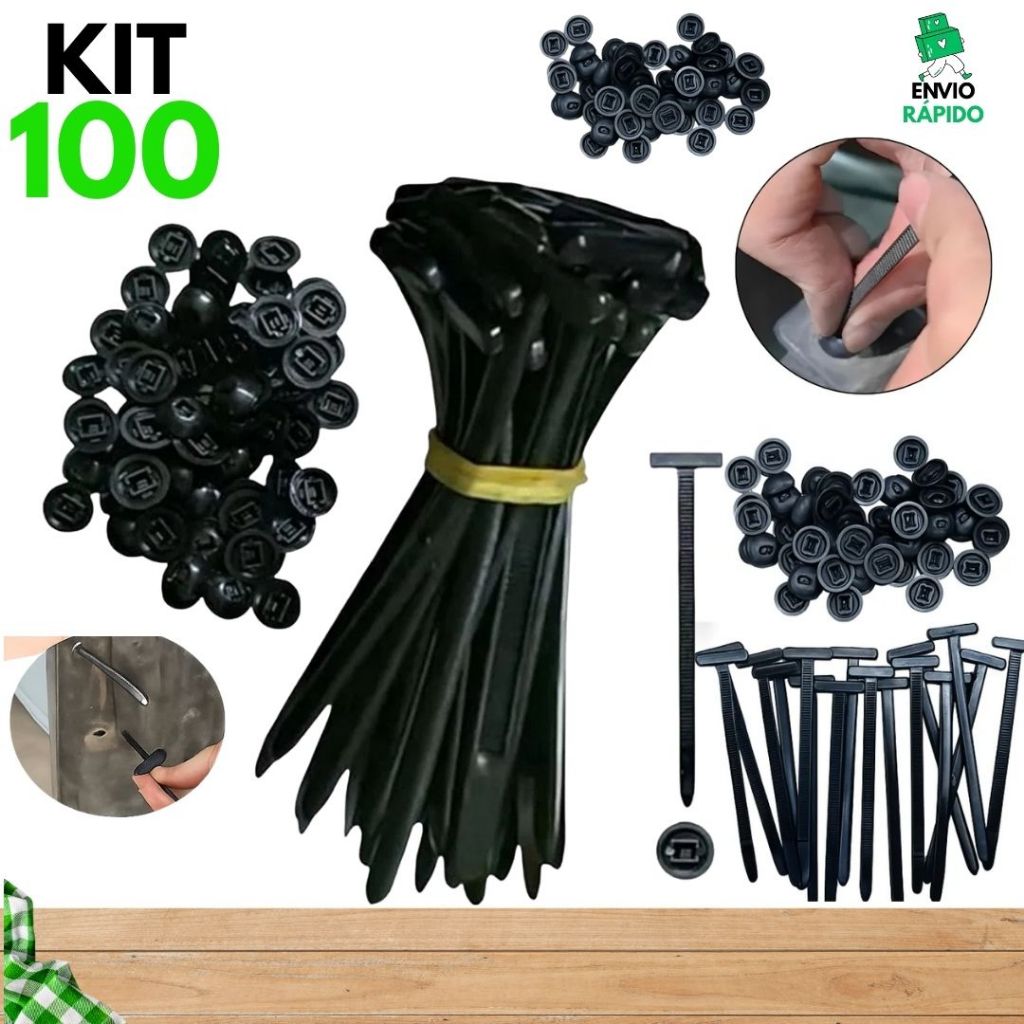 Kit 100/50/20/05 Abraçadeira Nylon Enforca Gato Cinta Universal Presilhas Automotivas Parachoque