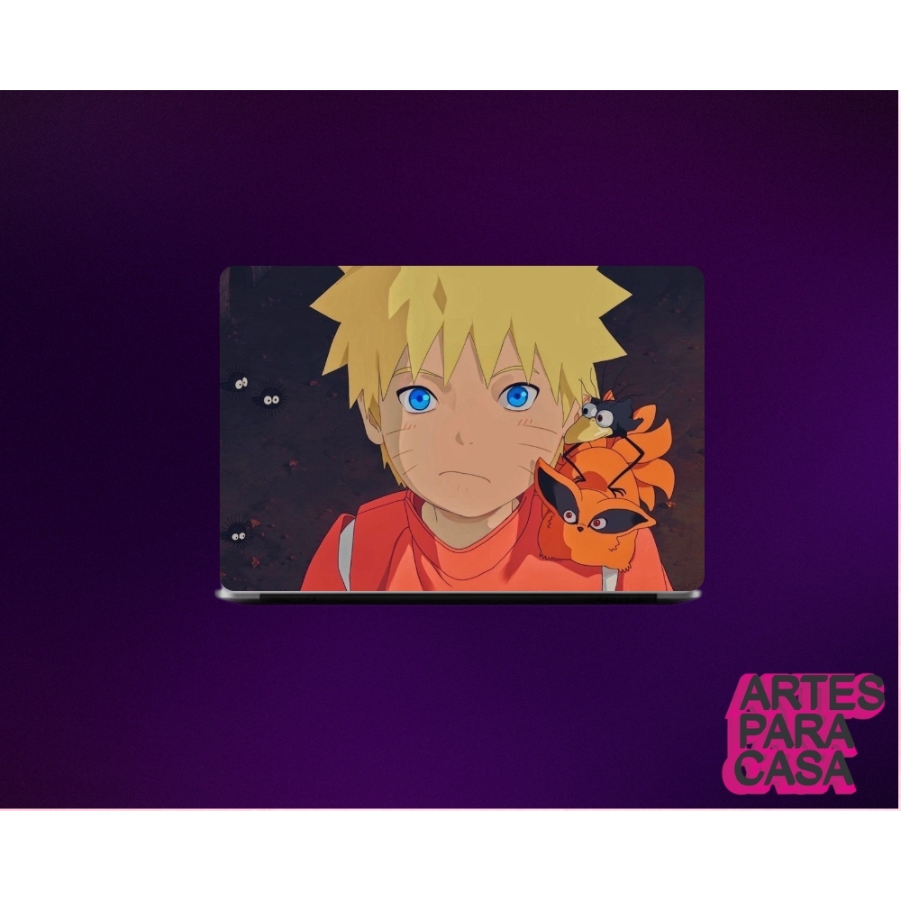 Skin Adesivo para Notebook Tablet Kindle Anime Naruto Criança Kurama Fofa ( Parte interna e Parte Externa)