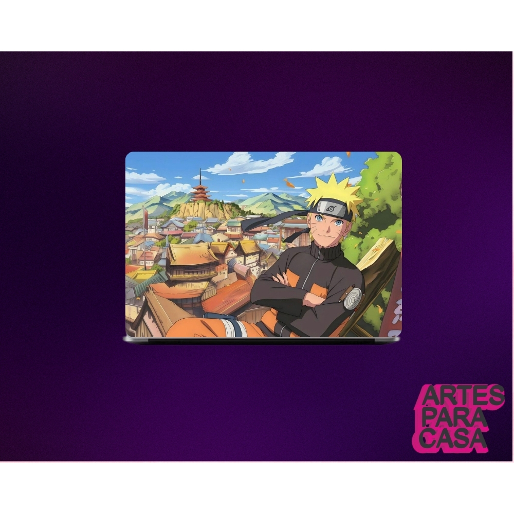 Skin Adesivo para Notebook Tablet Kindle Anime Naruto Vila da Folha ( Parte interna e parte externa)