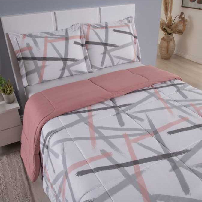 Kit Edredom King Micropercal 400 Fios Cobertor Dupla Face Jogo de Cama Coberta Estampado 3 Peças em Oferta na Shopee