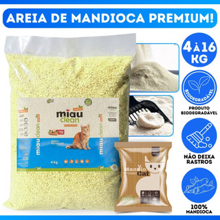 Areia MandioCat Biodegradável *4 á 16* Kg - Mandioca - Grãos Finos - ENTREGA RÁPIDA