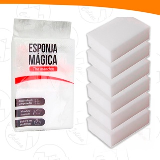 Kits até 20 Esponja Mágica de Melamina Tira Manchas Riscos Mágica Branca Multiuso em Oferta na Shopee