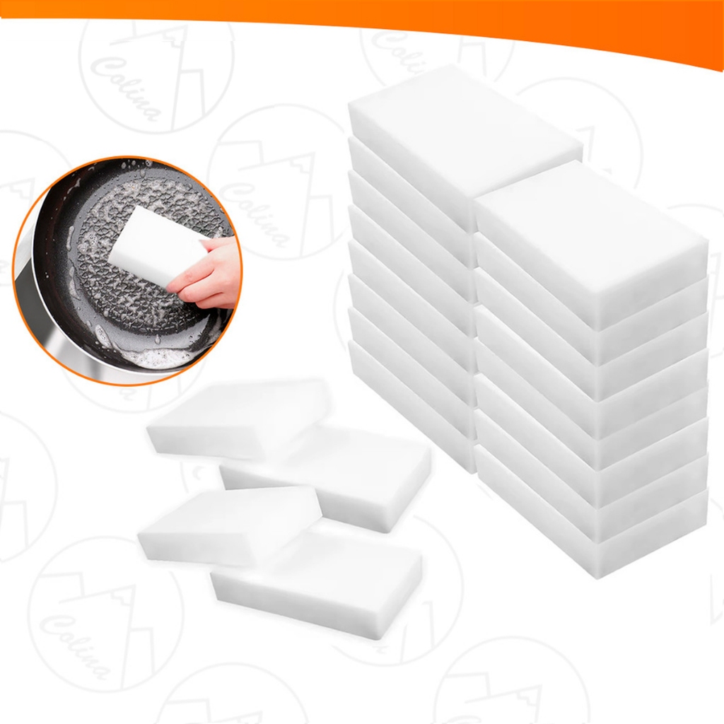 Kit 20 a 100 Esponja Mágica Branca de Melamina Tira Manchas Riscos Mágica Multiuso Kolling Sell