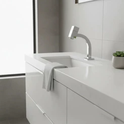 Torneira Link 45º Quadrada Luxo Baixa Banheiro Lavabo Cromada Bancada Mesa 1/4 de Volta