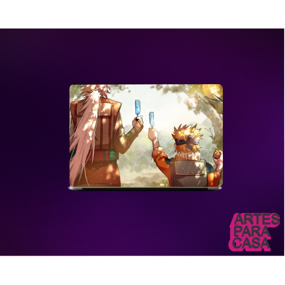 Skin Adesivo para Notebook Tablet Kindle Anime Naruto Jiraya Sorvete Picolé Amizade ( Parte externa e parte interna)