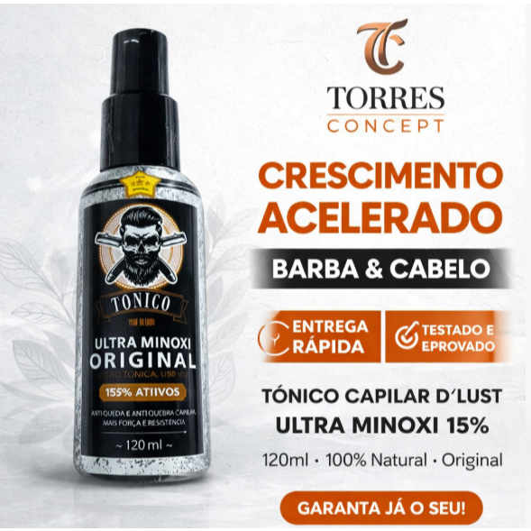 Tônico Capilar D’lust Ultra Minoxi 15% Ativos Original 120ml Crescimento Acelerado Barba e Cabelo em Oferta na Shopee