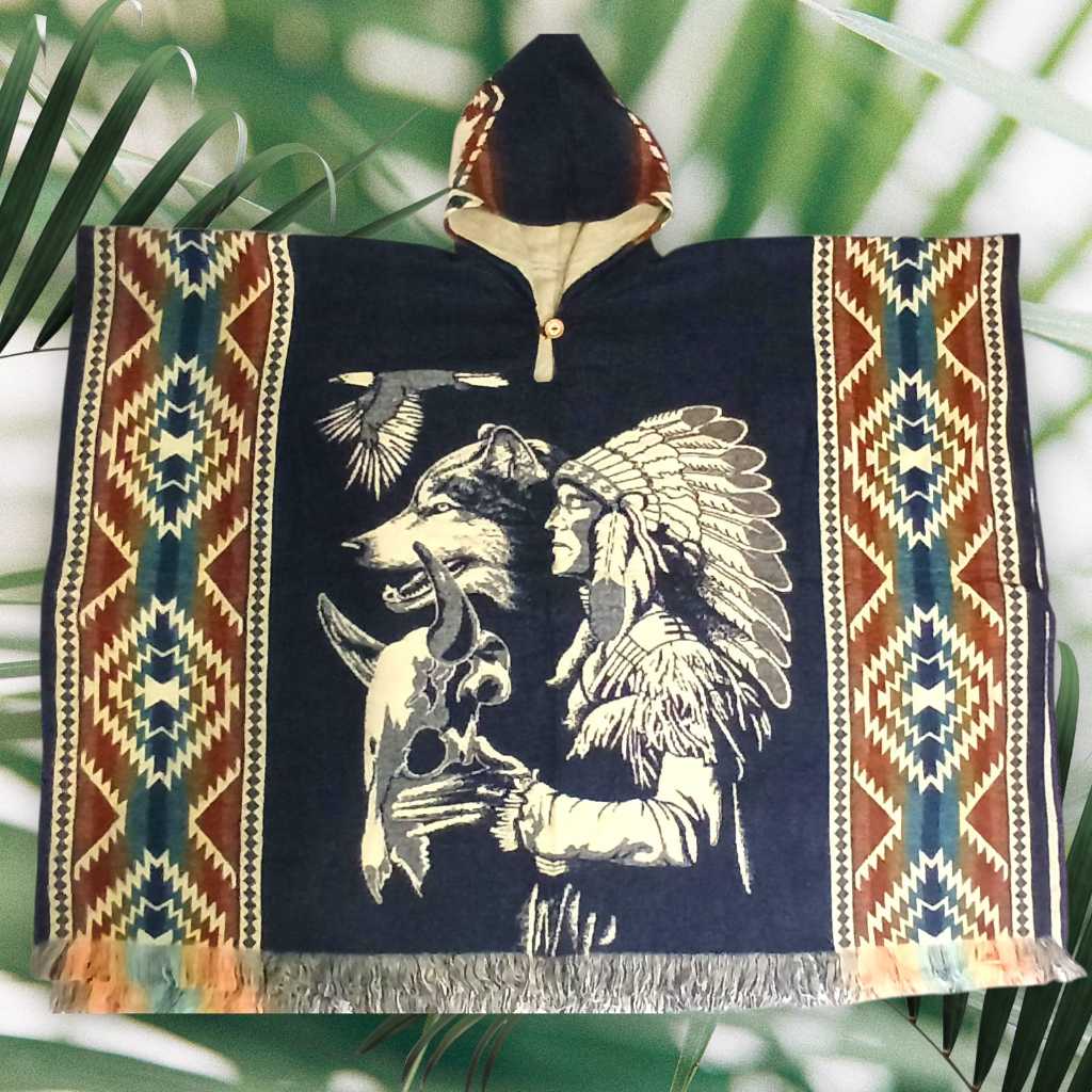 Poncho Peruano Tricot Inverno Unissex Desenhado Lindo