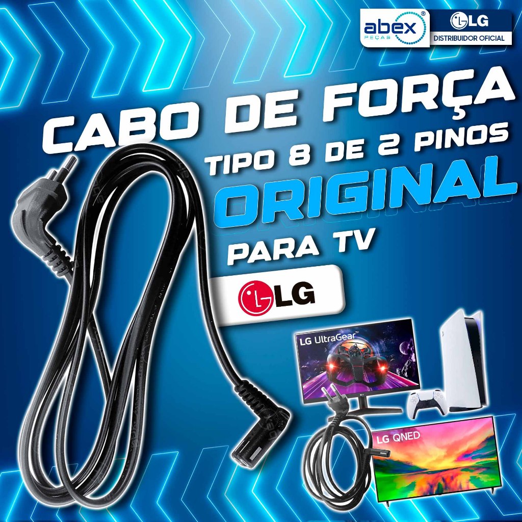 Cabo De Força Tv LG Smart 32/43/49/50/55/65/70 Polegadas