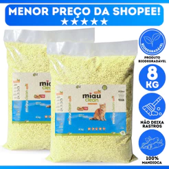 Areia Higiênica Biodegradável 100% Mandioca Para Gato - 8 Kg - MENOR PREÇO!