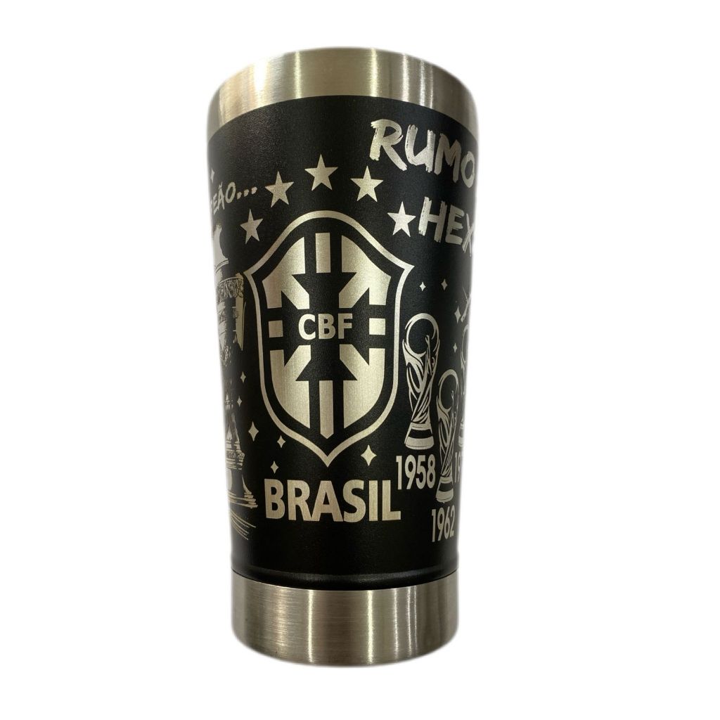 Copo Térmico 473ml Personalizado Em 360° Graus Seleção Brasileira Rumo ao Hexa