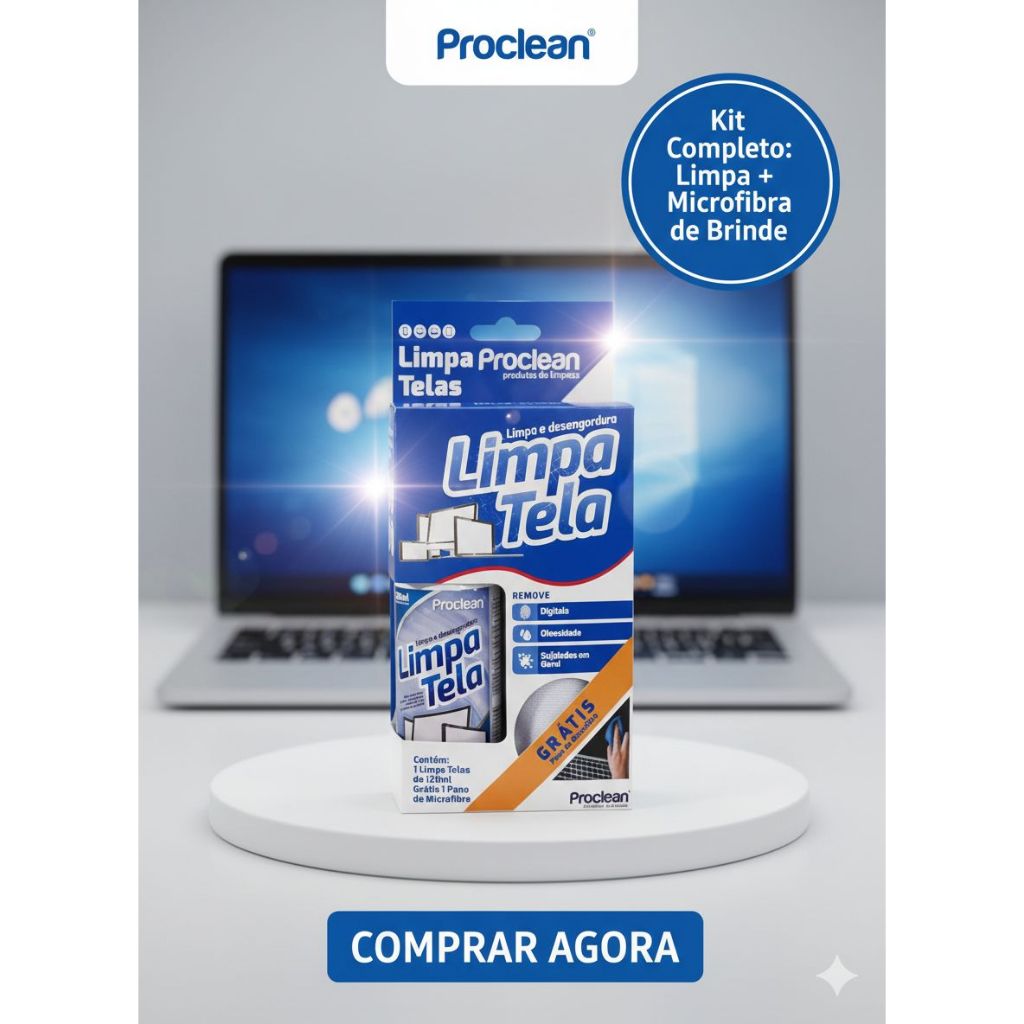 Limpa óculos, celular e telas em geral 150ml, kit produto e flanela