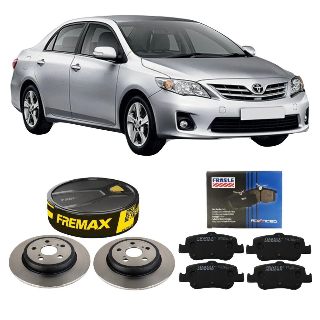 Kit Disco De Freio +  Pastilha Traseira Corolla 1.8 2.0 2009 A 2014 Fremax Frasle