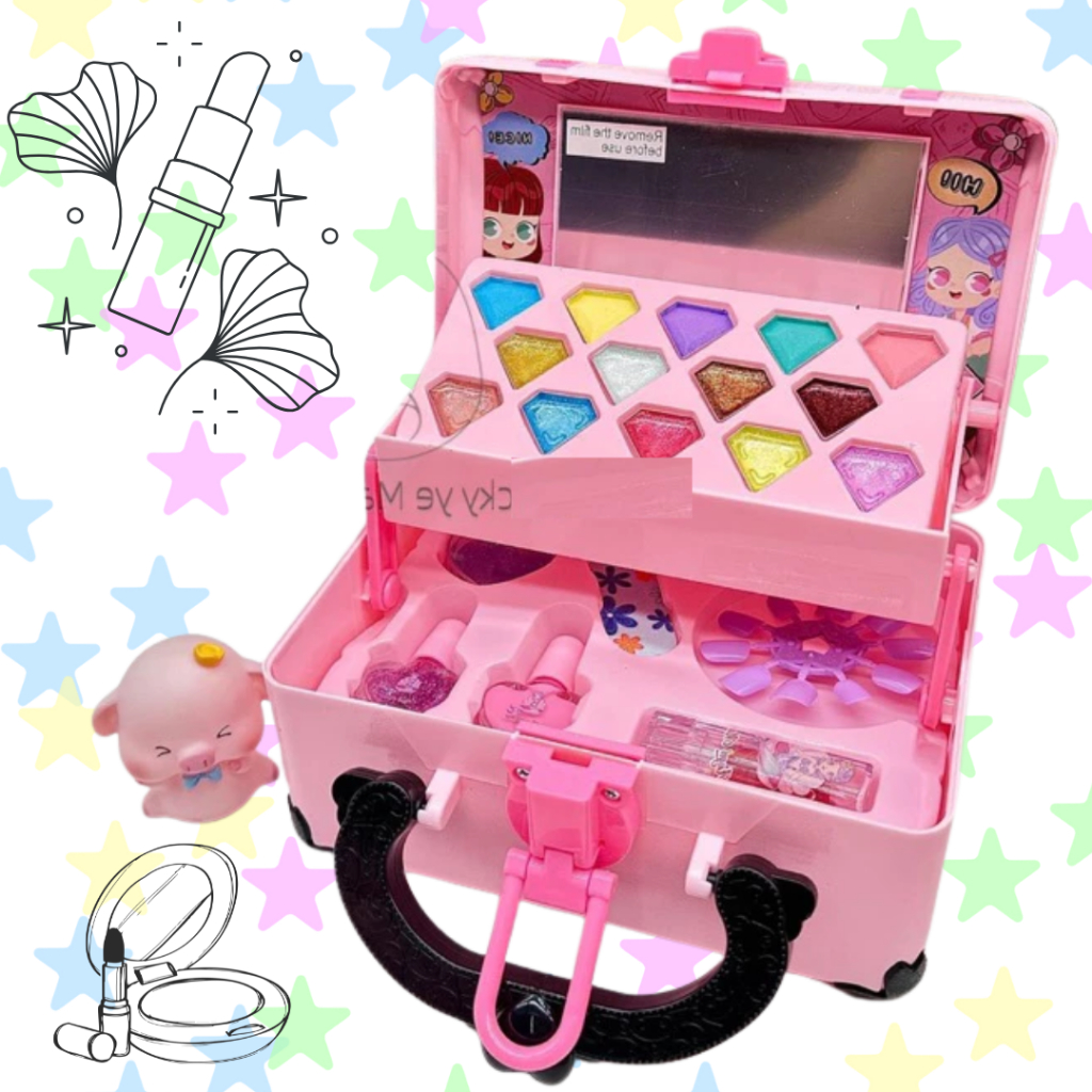 Kit Conjunto Maleta De Maquiagem Infantil Lavável
