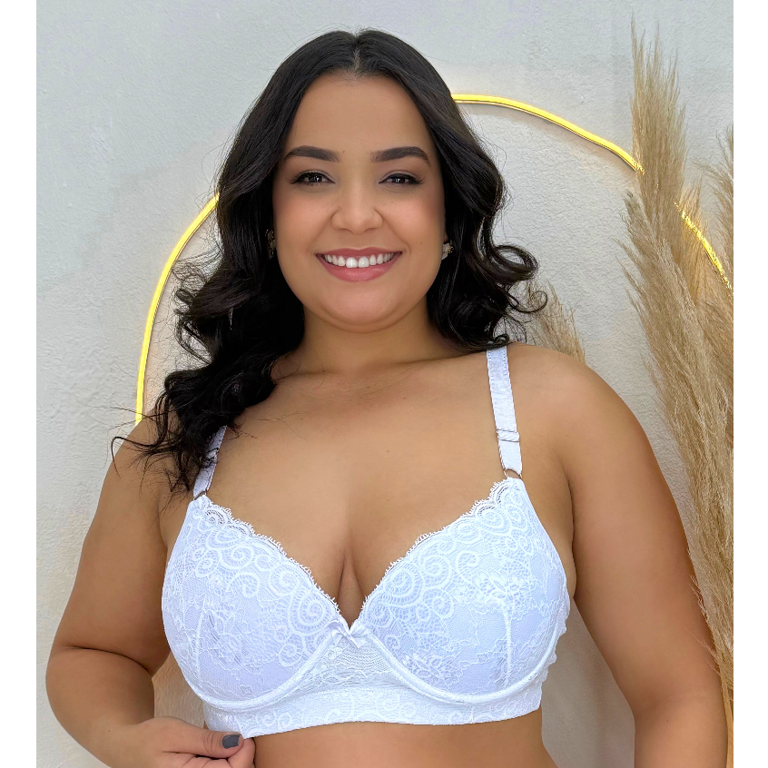 Sutiã Reforçado Plus Size Com Bojo e Renda Com Aro Alça Larga Mais Sustentação em Microfibra em Oferta na Shopee