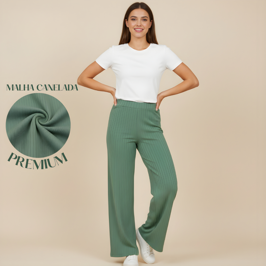 Calça Feminina Cós Alto Confortável que Modela o Corpo Tendência  2026 em Oferta na Shopee