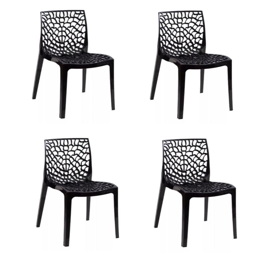 QUEIMA DE ESTOQUE - Kit 4 Cadeiras Gruvyer Para Sala De Jantar e Área Gourmet Cor Preta