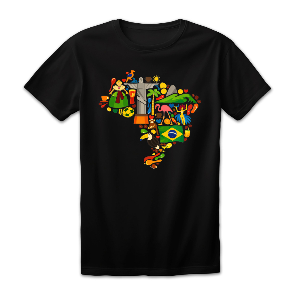 Camiseta Unissex Estampa Brasil Mapa Copa Do Mundo 2026 Algodão Confortável Promoção Desconto Estilo