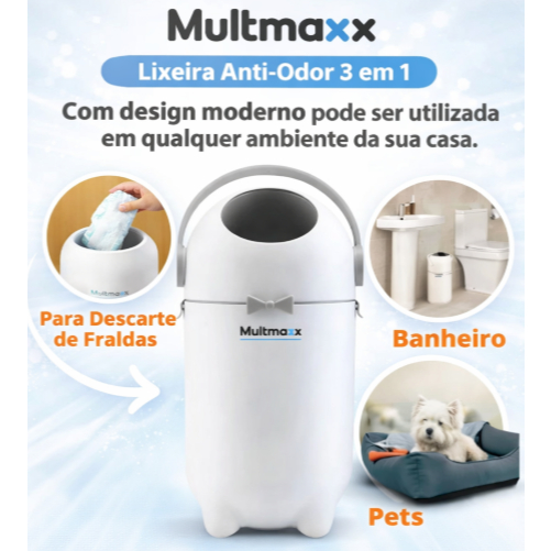 Lixeira Sistema Anti Odor Para Fraldas Lixo Mágico Antiodor Para Banheiro Quarto Bebê Pets Mutmaxx