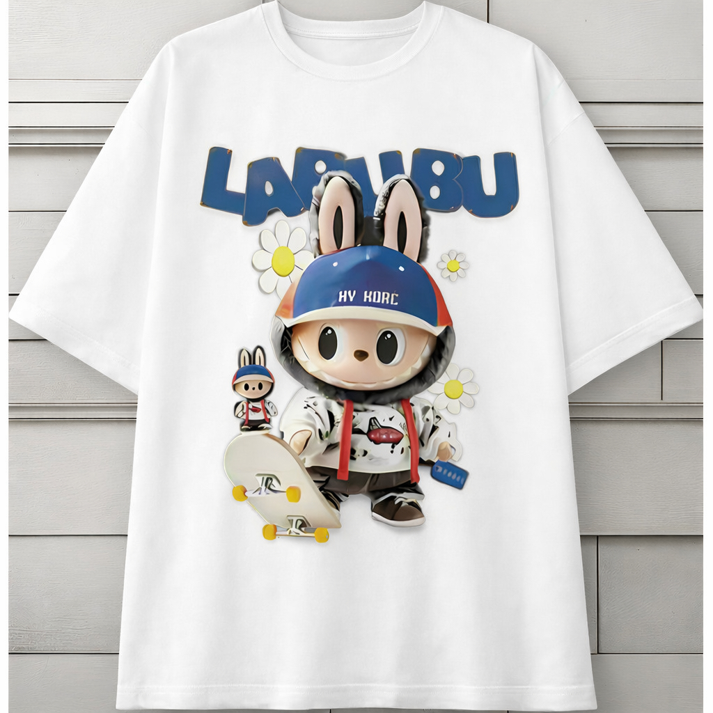 Camiseta 100% Algodão Estampada Labubu Tendencia Tic Tok Tendencia Moda Unissex Menino Menina