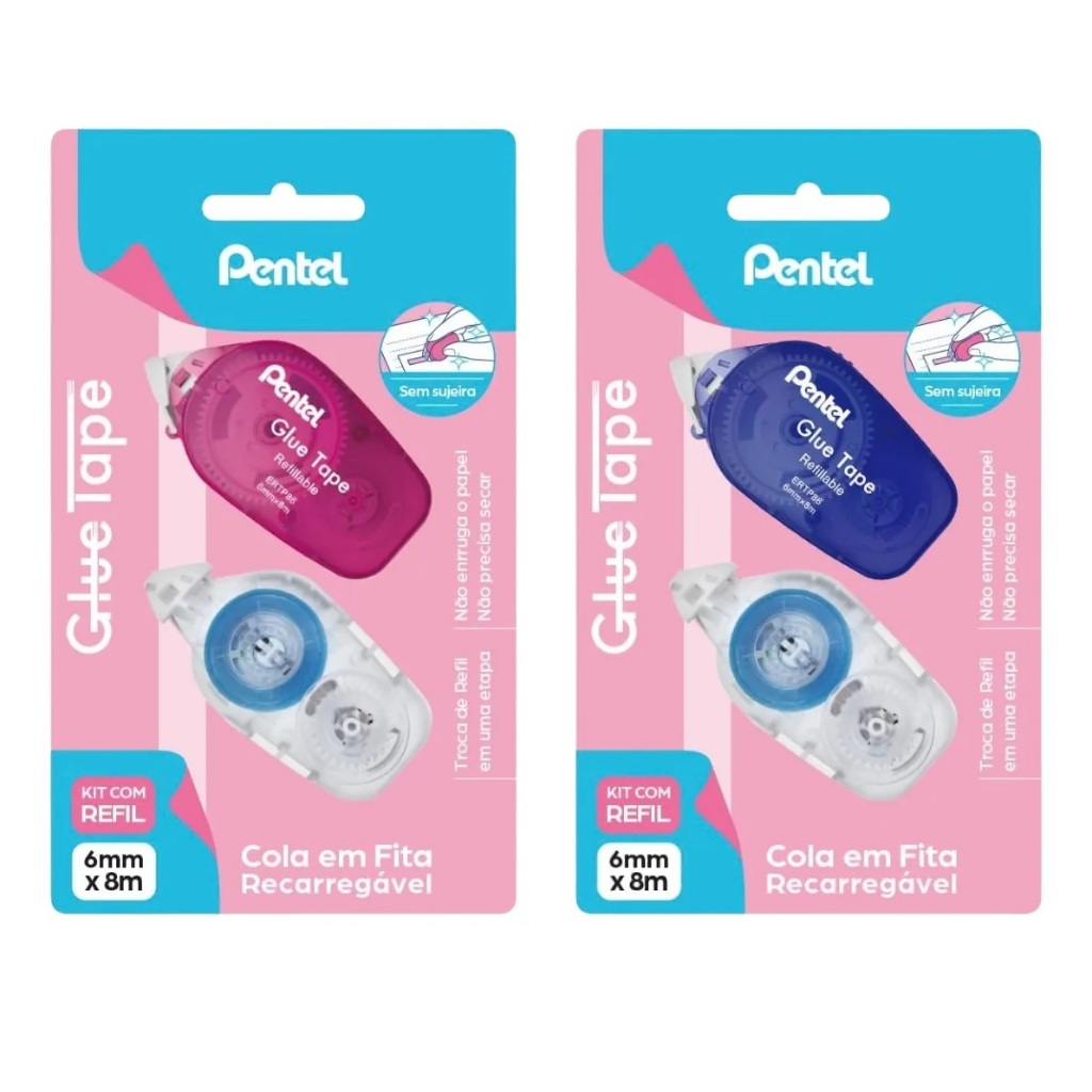 Cola Em Fita Recarregável 6mm X 8m + Refil - Pentel em Oferta na Shopee