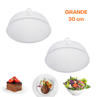 Kit 02 Tela Tampa Protetora de Alimentos  Metal Grande 30cm - Branco em Oferta na Shopee