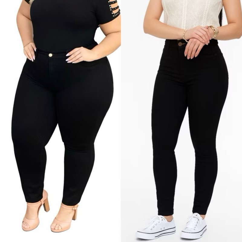 Calça Jeans Feminina com Elastano skinny Cintura Alta em Oferta na Shopee