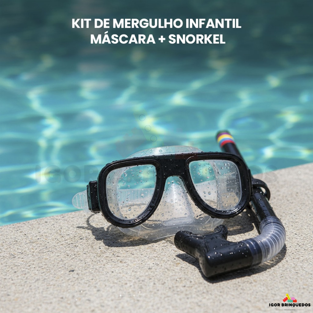 Kit Máscara de Mergulho Com Snorkel Óculos Infantil Natação Ajustável Colorido Mergulho Verão em Oferta na Shopee