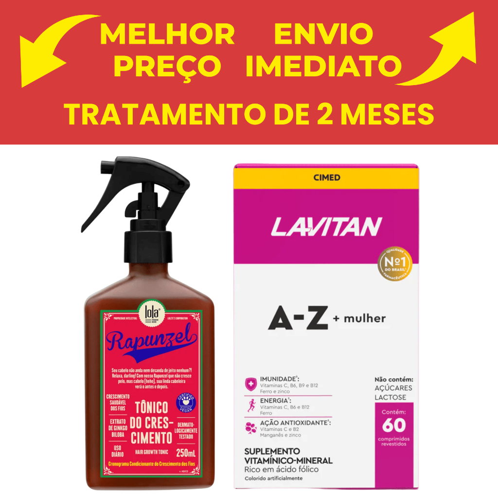 1 Unidades Tônico Capilar Rapunzel + 1 Unidade Vitamina Lavitan Mulher Cimed