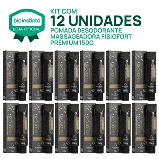 12 UN FISIOFORT PREMIUM150g pomada massageadora desodorante Bio instinto dores muscularestreino em Oferta na Shopee