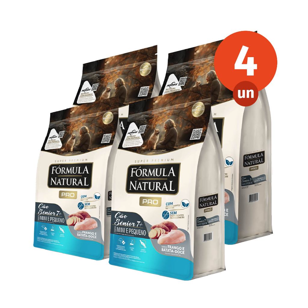 Kit 4 Ração Fórmula Natural Pro Cães Sênior Porte Mini e Pequeno 2,5kg Adimax Total de 10kg