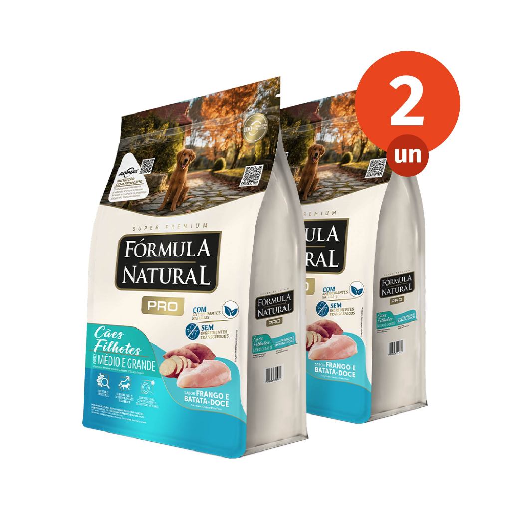 Kit 2 Ração Fórmula Natural Pro Cães Filhotes Porte Médio e Grande 2,5kg Adimax Total de 5kg