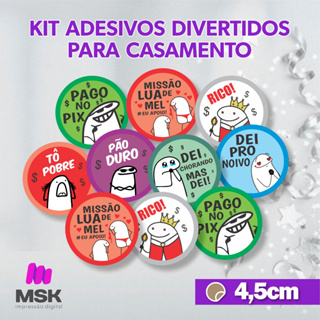 Kit Adesivos Divertidos Casamento Lua de Mel Gravata Pix em Oferta na Shopee