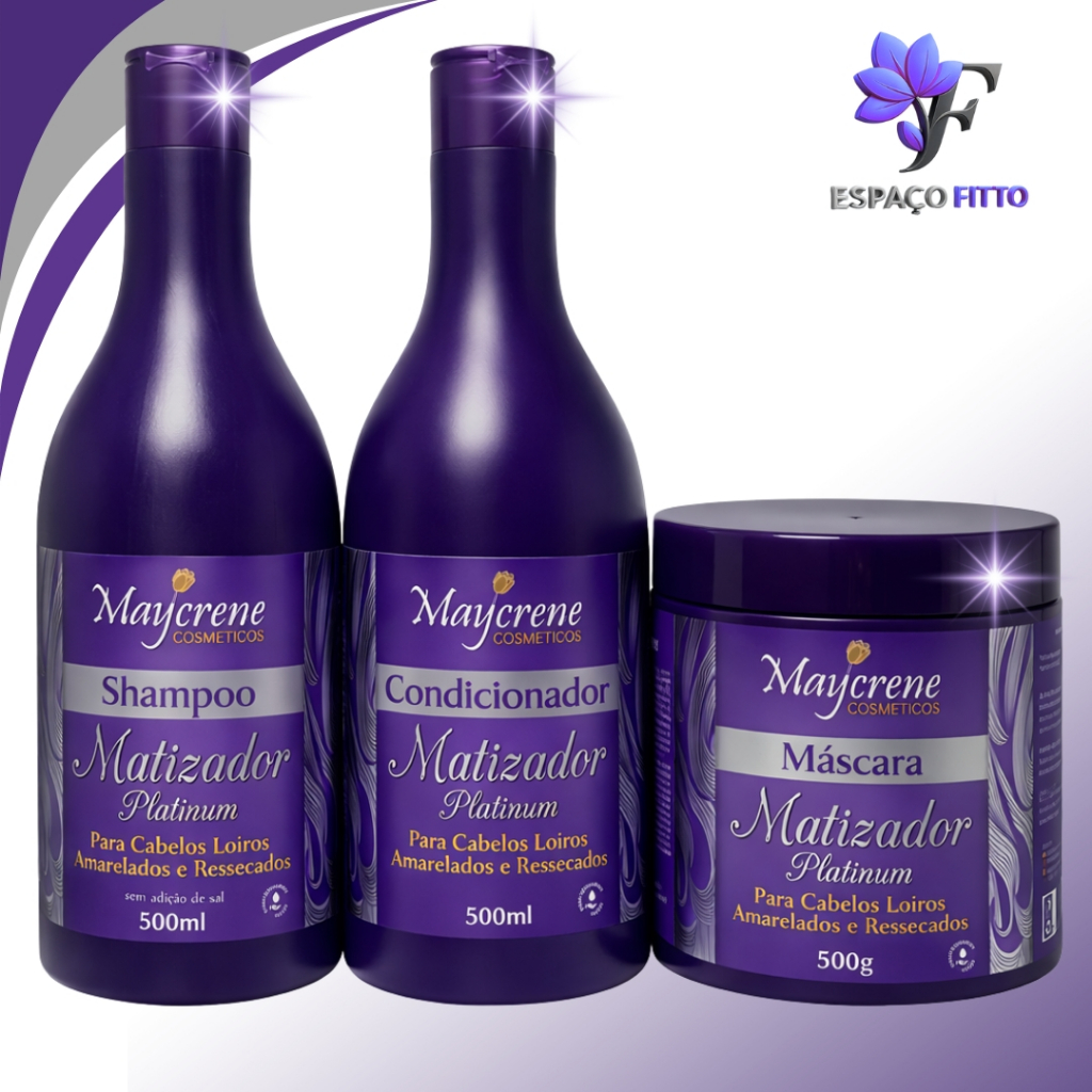 Kit Capilar Matizador Platinum - 3 itens Shampoo + Mascara + Condicionador - Maycrene Cosméticos em Oferta na Shopee