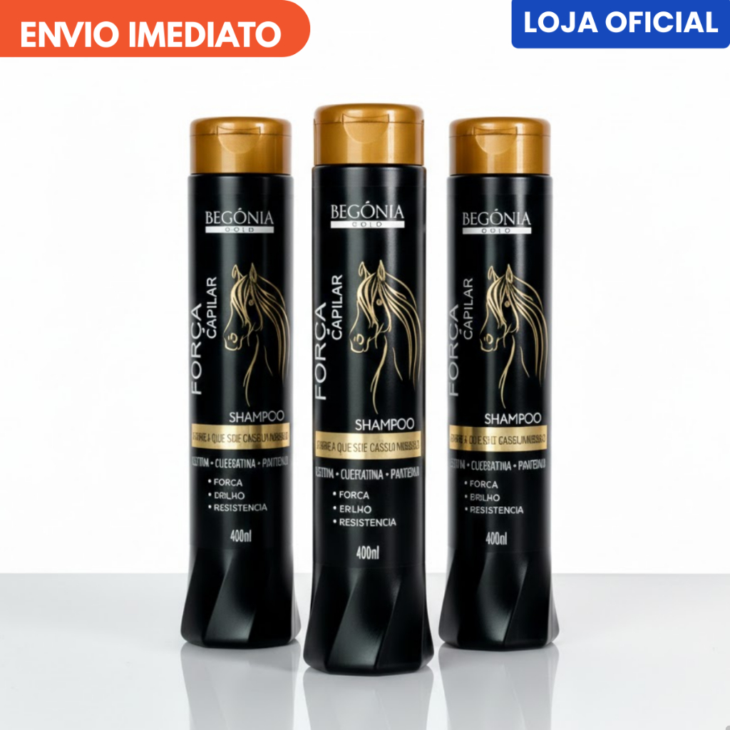 Kit 3 Shampoo 400ml  Força Capilar Anti Queda Hidratação Brilho intenso nutrição profunda